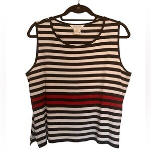 Exclusively Misook Petite Stripe Tank Sleeveless Women’s Size L
